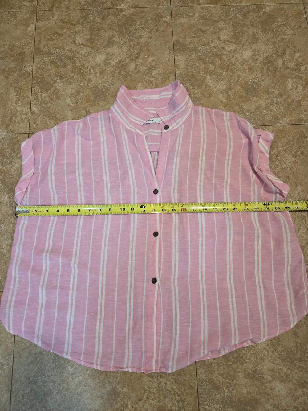 Sonoma Pink and White Striped Button-Down Shirt - Picture 5 of 6